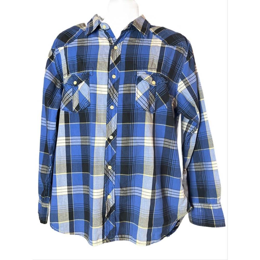 Arizona Jean Company Shirt Men's 2XL Blue Plaid Long Sleeve Button Up *Read*